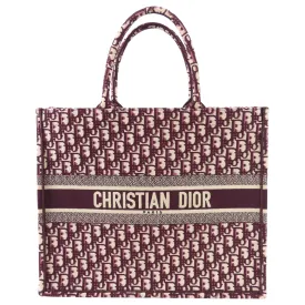 Dior Monogram Burgundy Trotter Oblique Book Tote Bag