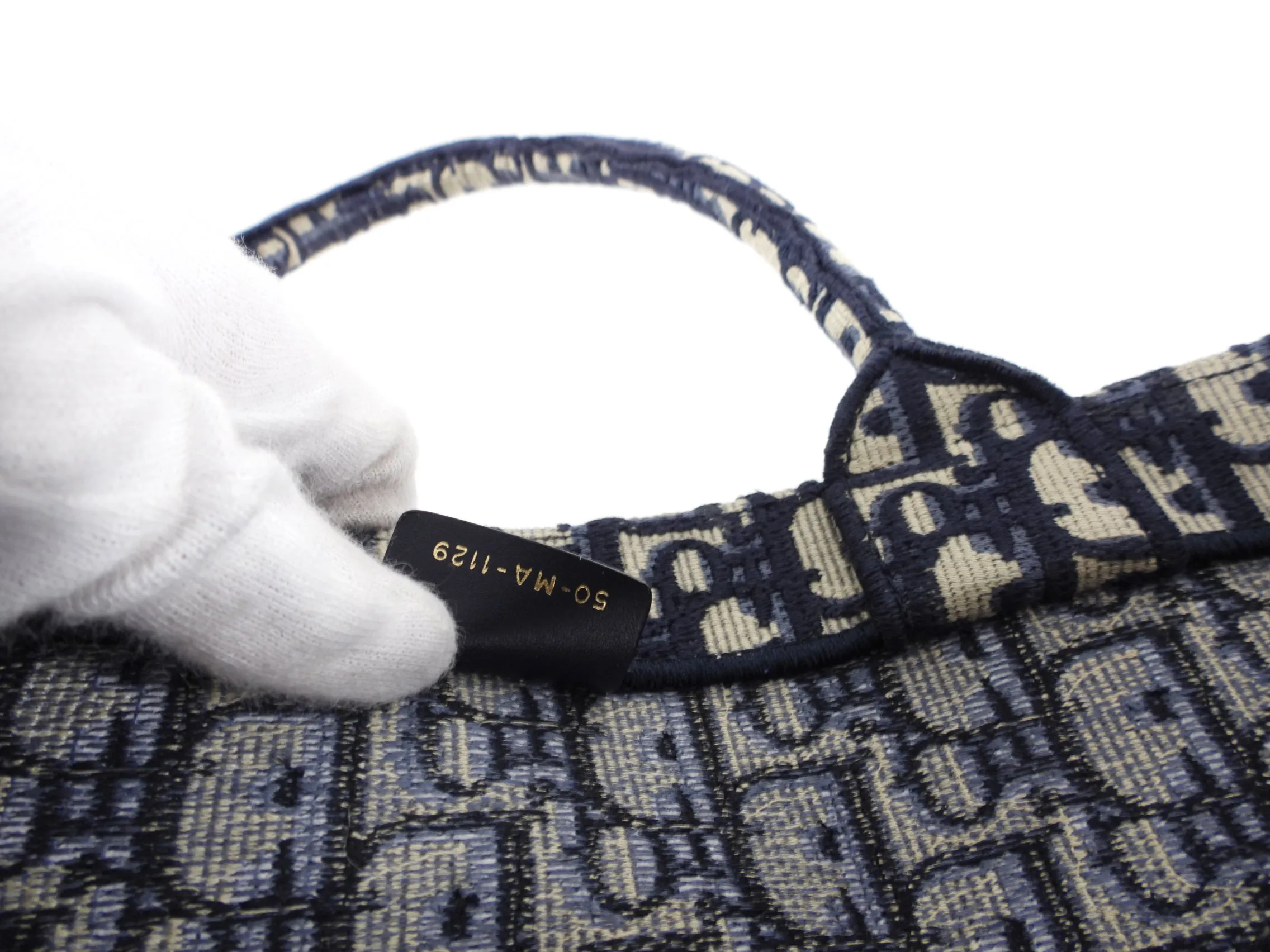 Dior Navy Oblique Trotteur Logo Large Book Bag Tote