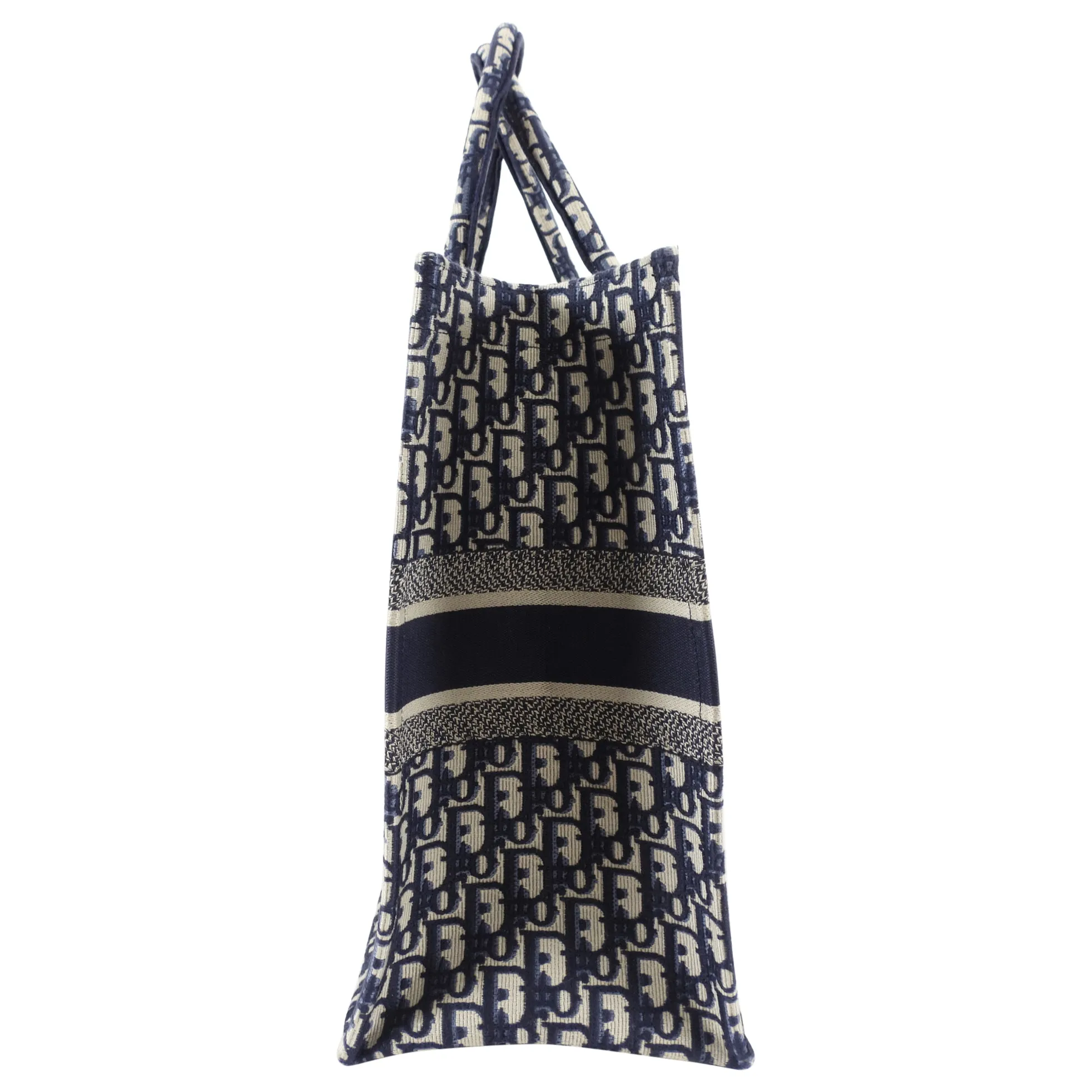 Dior Navy Oblique Trotteur Logo Large Book Bag Tote