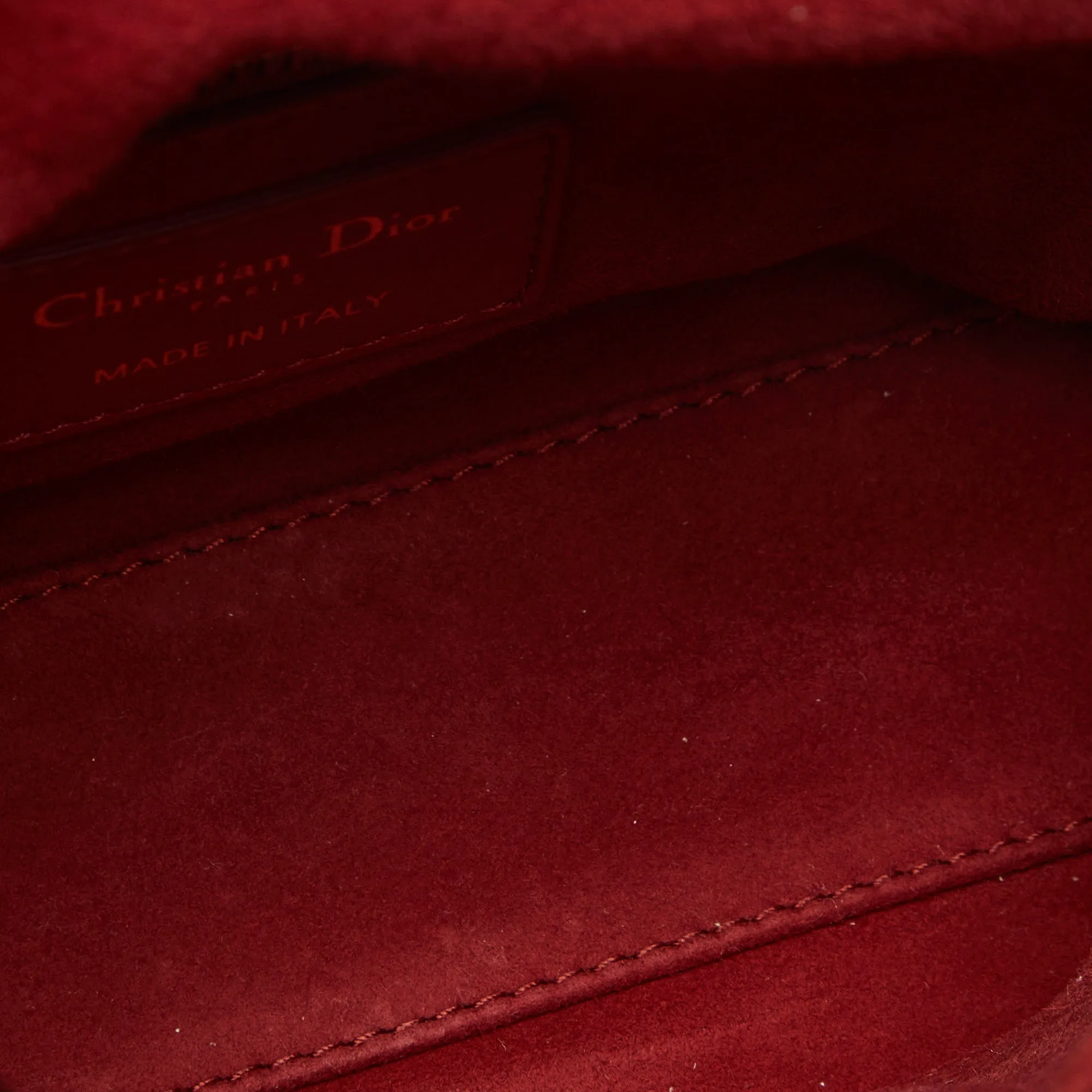 DIOR Red Leather Mini Lady  Studded Tote