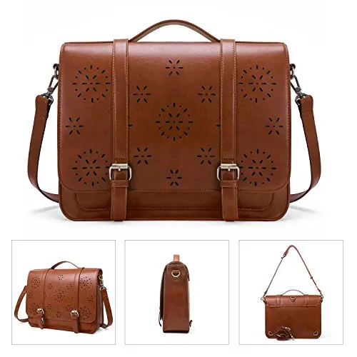 ECOSUSI Women Briefcase PU Leather Laptop Backpack Shoulder Computer Bag Messenger Satchel fit 14
