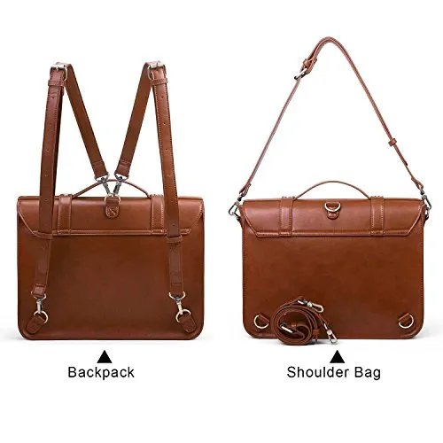 ECOSUSI Women Briefcase PU Leather Laptop Backpack Shoulder Computer Bag Messenger Satchel fit 14