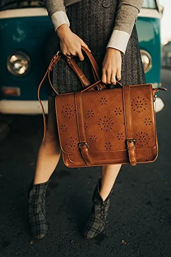 ECOSUSI Women Briefcase PU Leather Laptop Backpack Shoulder Computer Bag Messenger Satchel fit 14