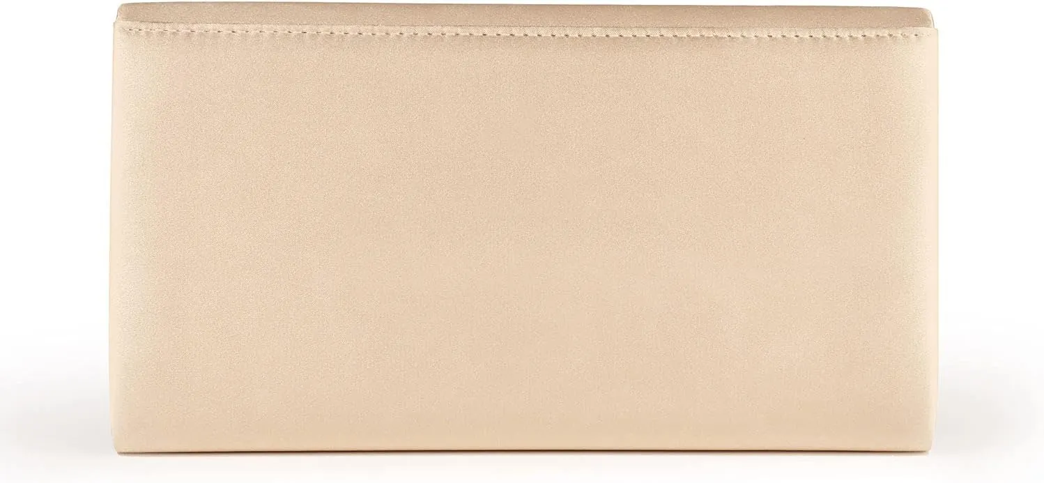 Evening Bags For Women Pleated Satin Rhinestone Brooch Prom Clutch Purse With Detachable Chain Strap