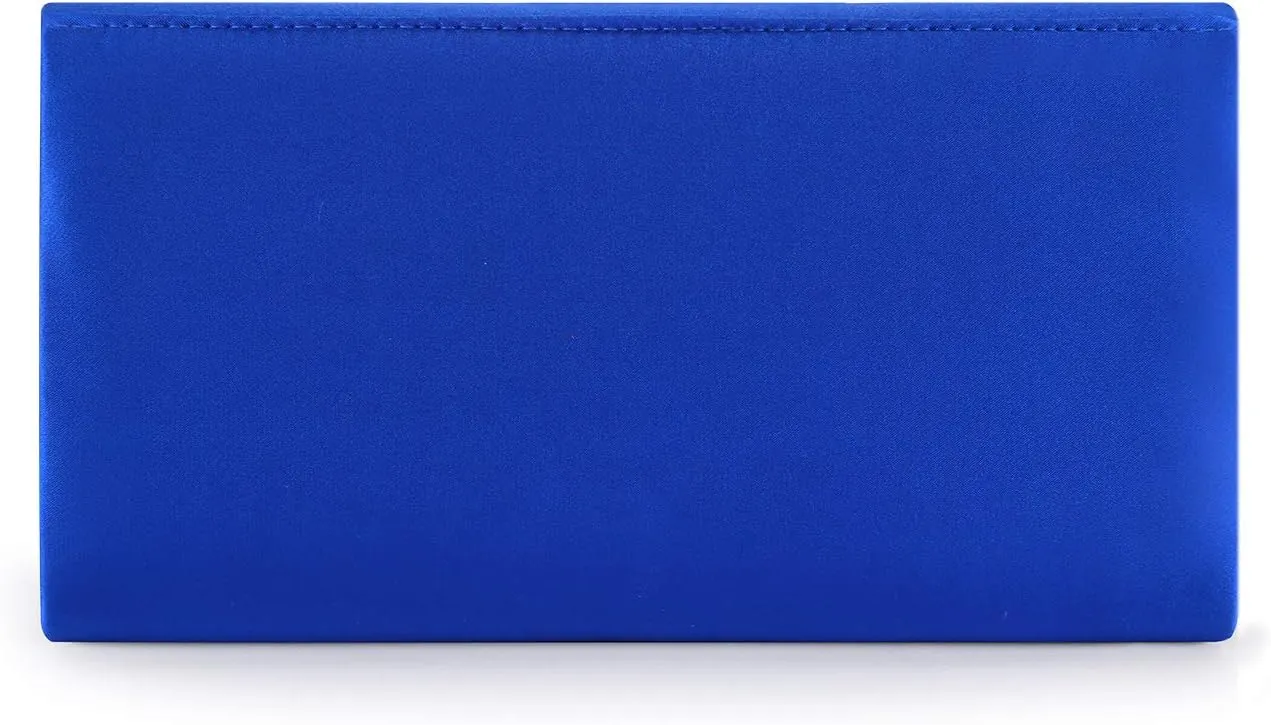 Evening Bags For Women Pleated Satin Rhinestone Brooch Prom Clutch Purse With Detachable Chain Strap
