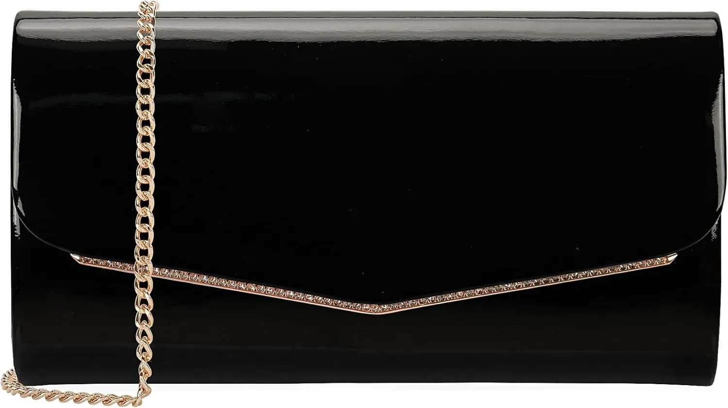 Faux Patent Leather Clutch Bag Women Evening Handbag Envelope Purse for Wedding Prom Party