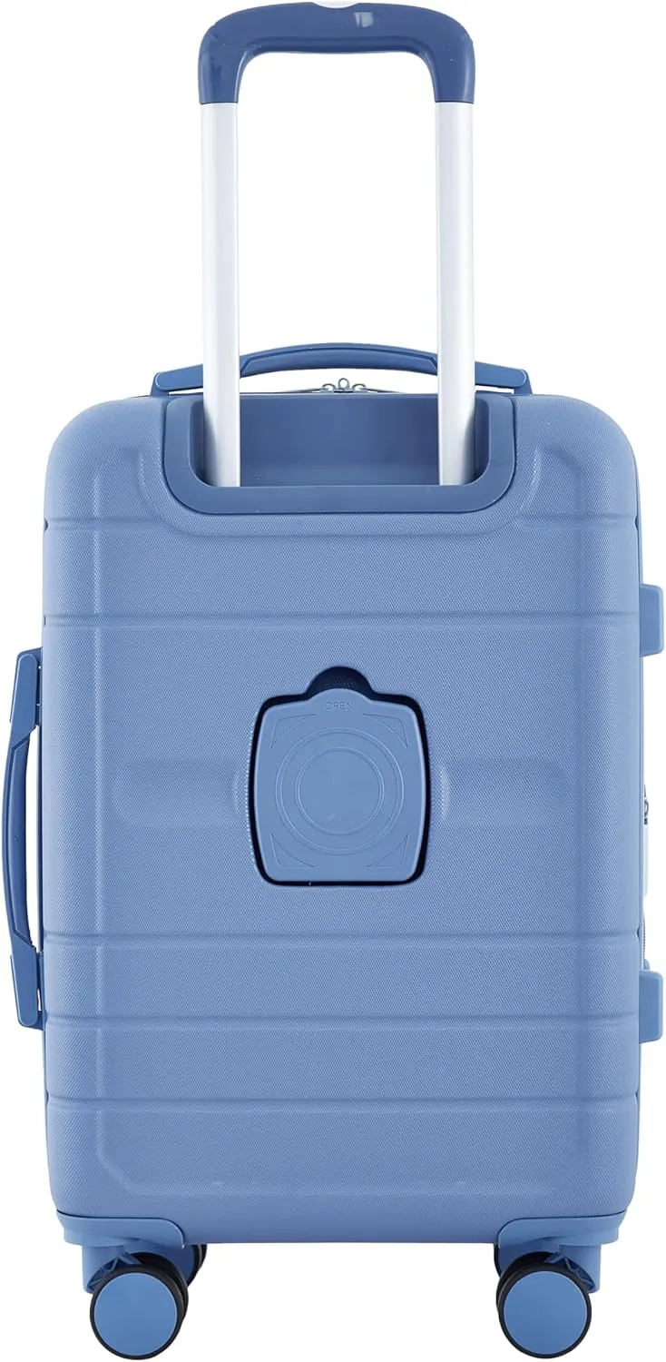 French Connection St. Martin Carry-On Luggage with Cup Holder/USB Ports, Stormy Blue