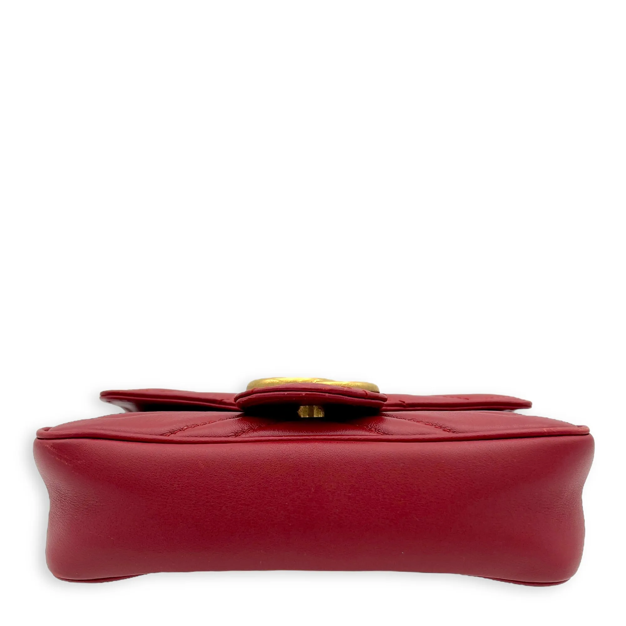 GG Marmont Crossbody Bag Mini Red in Calfskin, Gold hardware