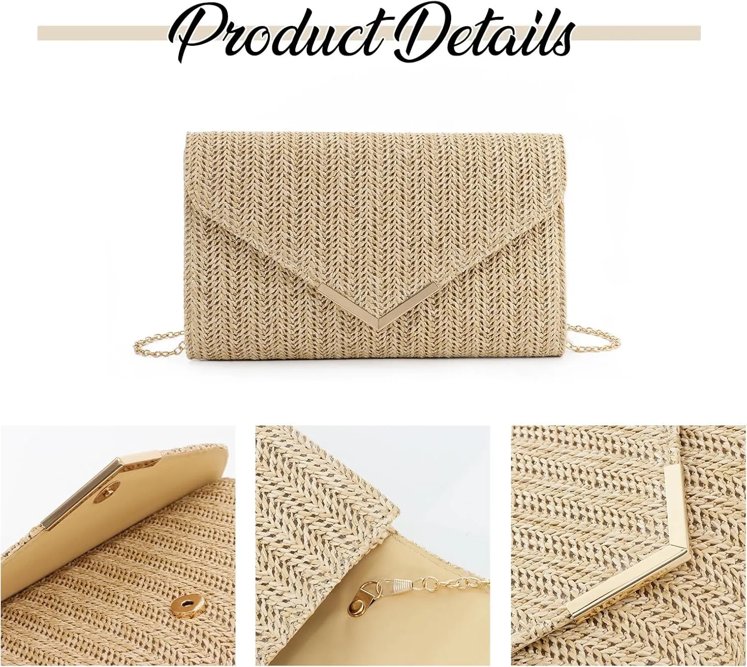 GOKTOW Straw Clutch Purse Raffia Rattan Summer Evening Bag Woven Beach Handbags for Women Wedding Vacation Travel Party 2025