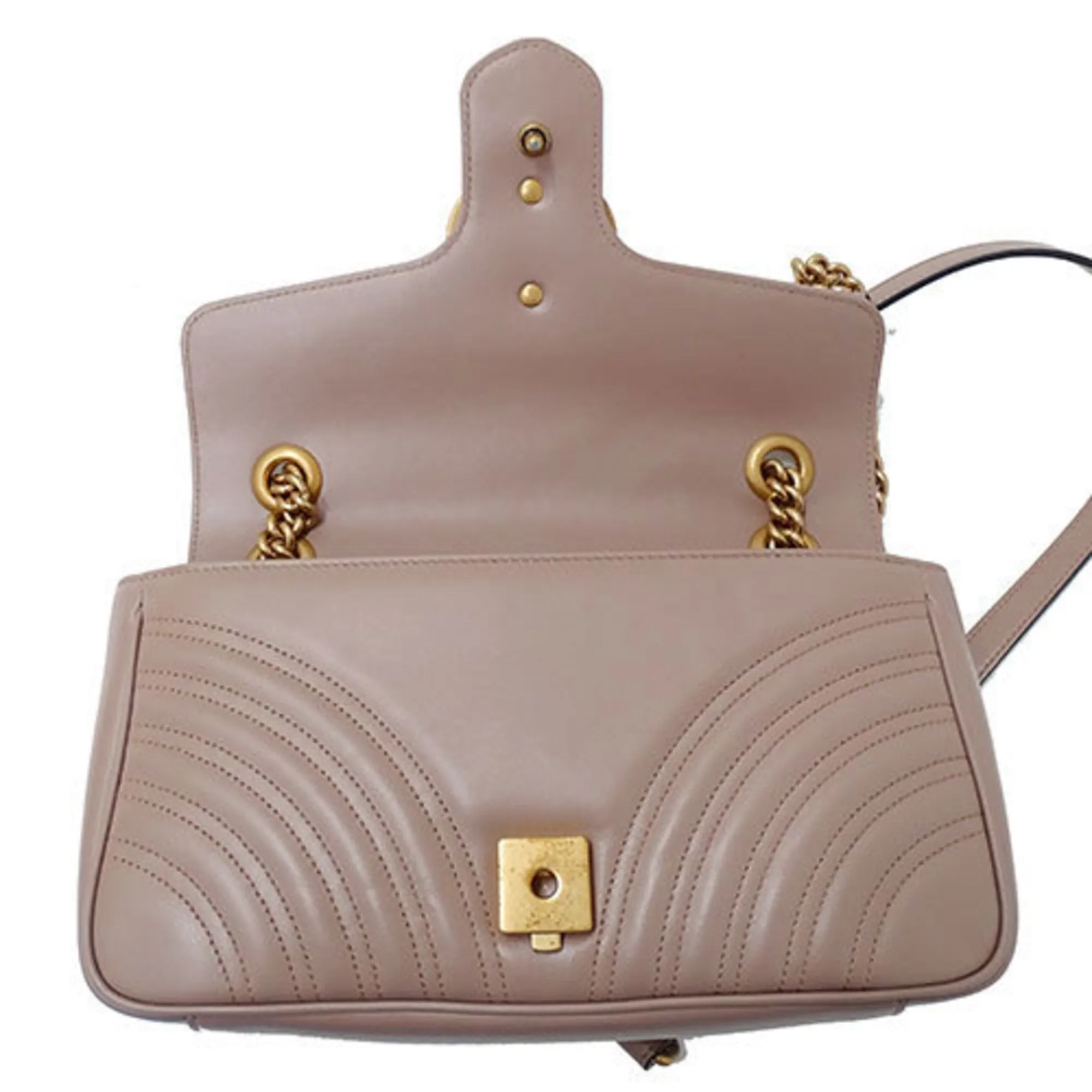 GUCCI bag ladies shoulder leather GG Marmont dusty pink 443497