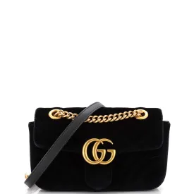 GUCCI GG Marmont Flap Bag Matelasse Velvet Mini