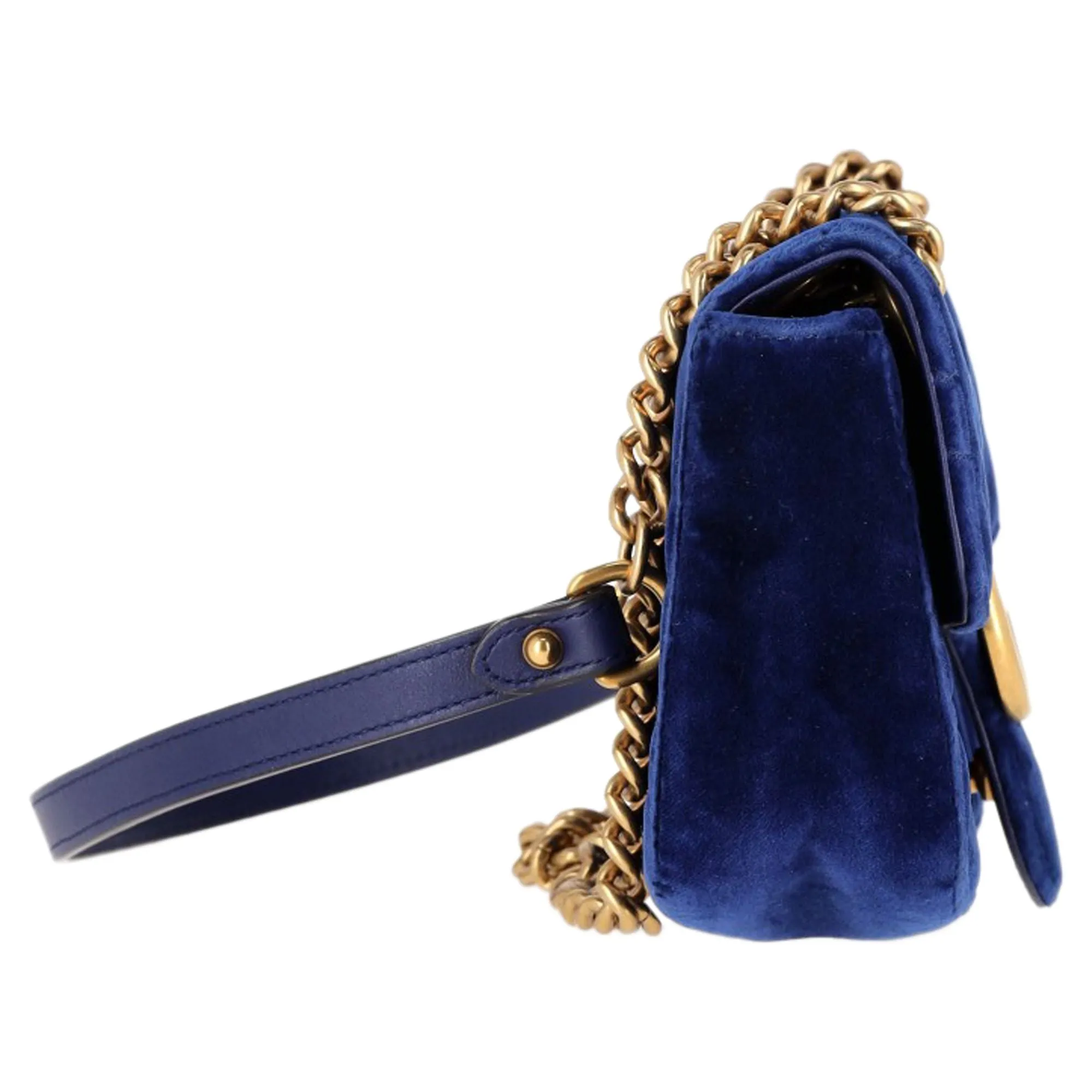 Gucci GG Marmont Matelassé Small Bag in Blue Velvet