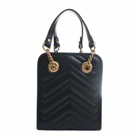 GUCCI GG Marmont Quilted Leather Chain Shoulder Bag 696123 Black Women's