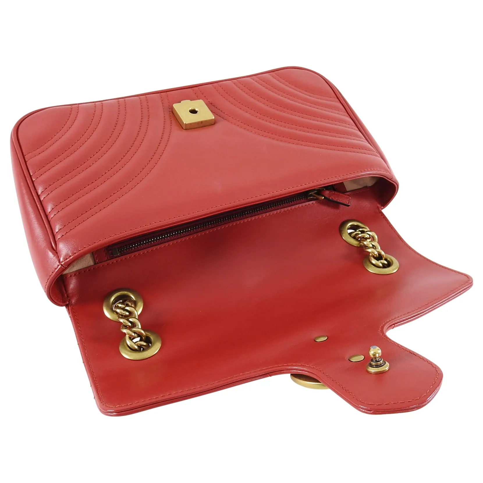 Gucci Marmont Small Red Matelassé Shoulder Bag
