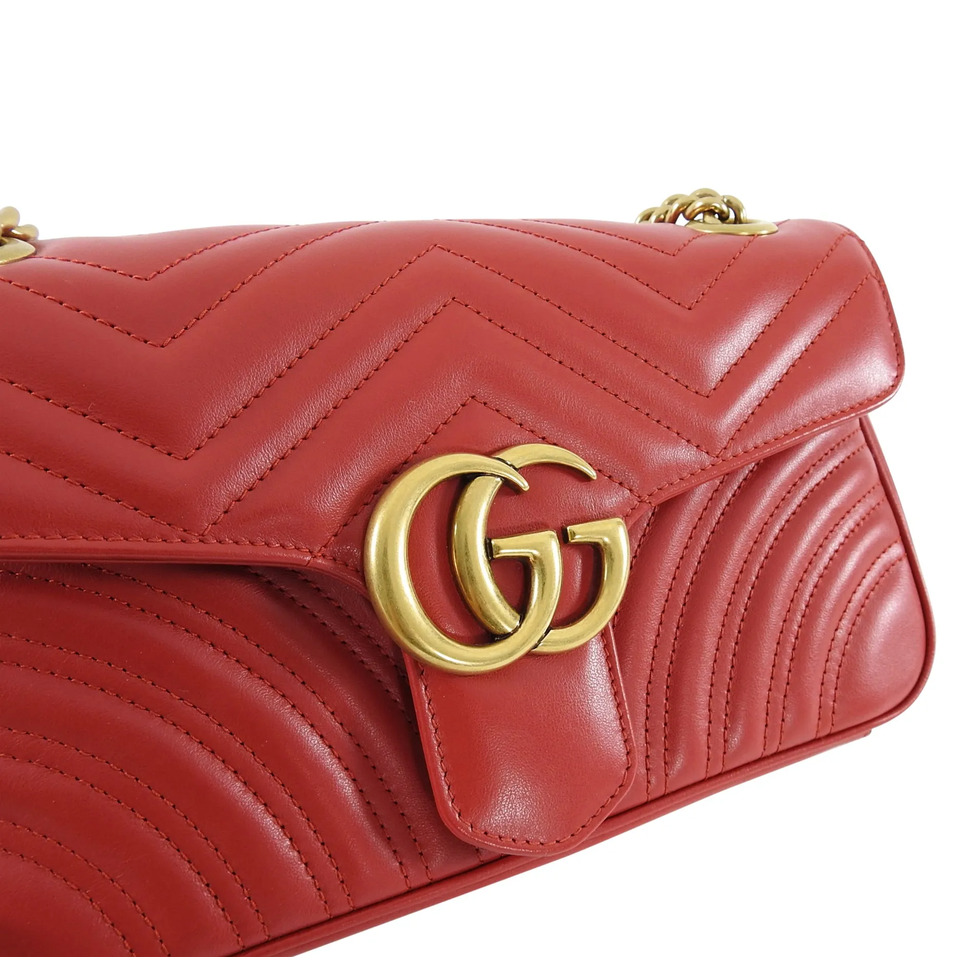 Gucci Marmont Small Red Matelassé Shoulder Bag