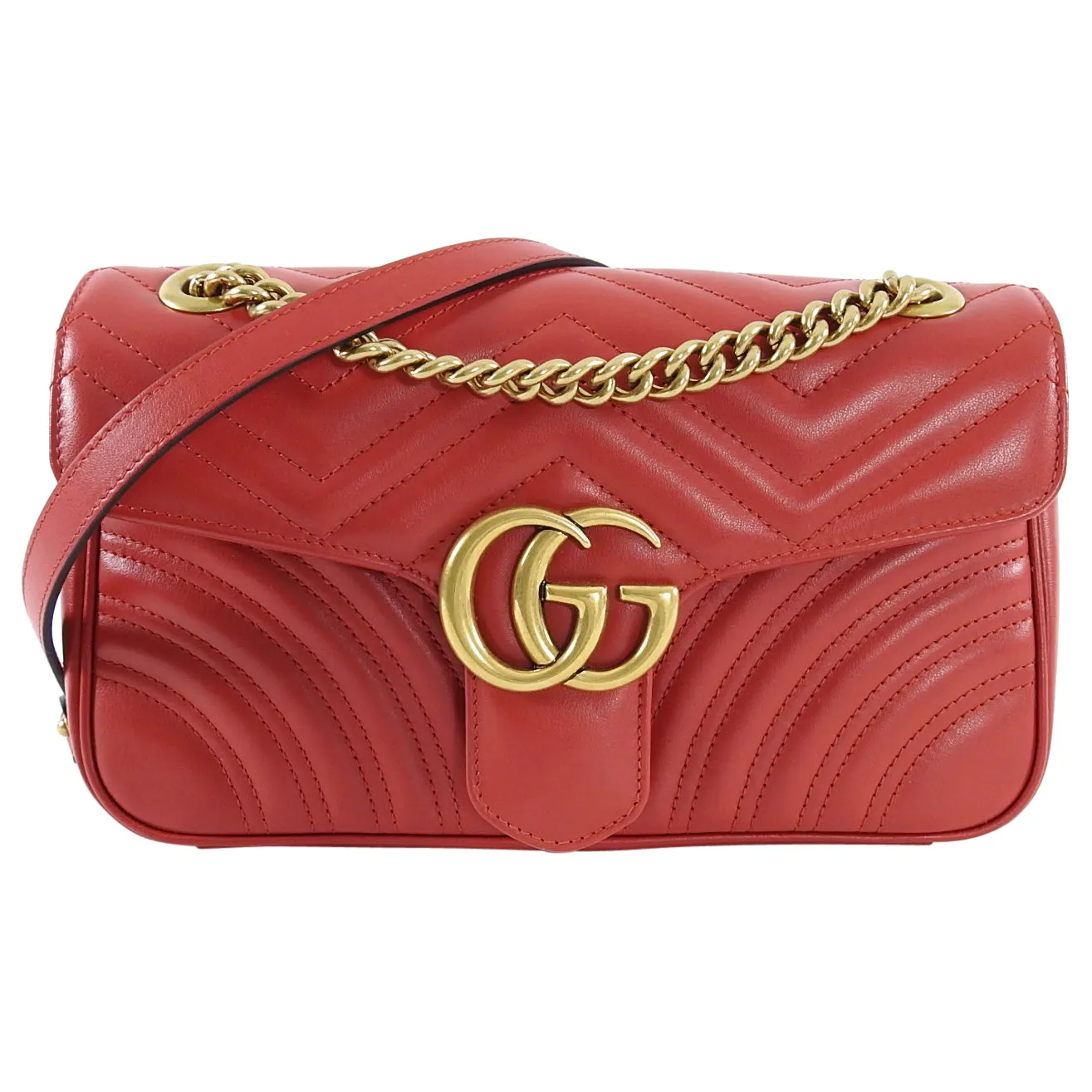 Gucci Marmont Small Red Matelassé Shoulder Bag