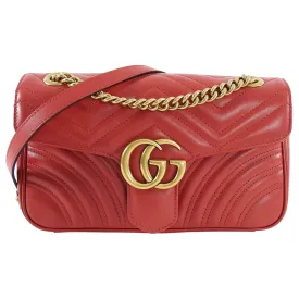 Gucci Marmont Small Red Matelassé Shoulder Bag