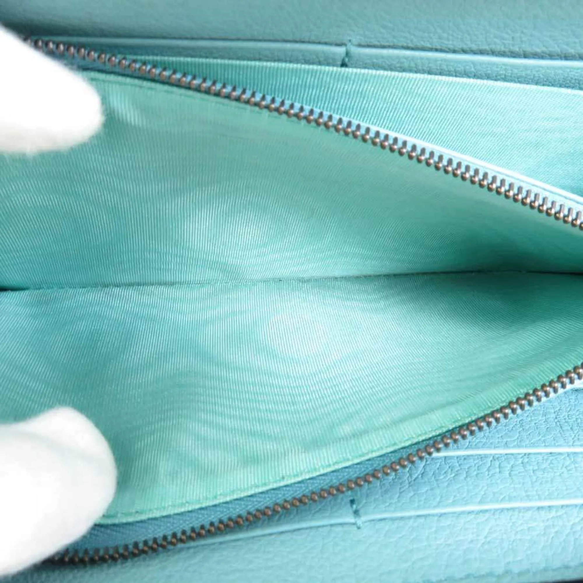 GUCCI Round Zipper Long Wallet GG Marmont Diana Leather Turquoise Blue Gold Unisex 658634