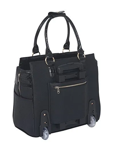 Jkm And Company The Milano Black Alligator Faux Leather Compatible With Computer Ipad, Laptop