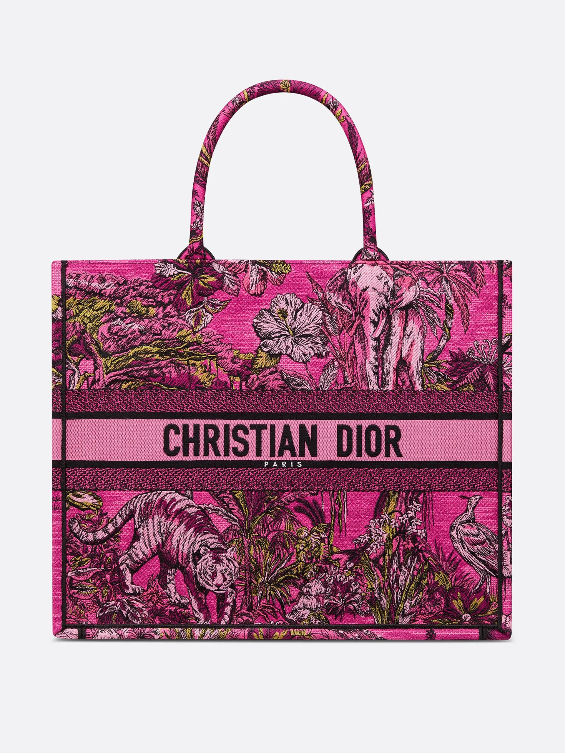 Large fuchsia embroidered Book tote