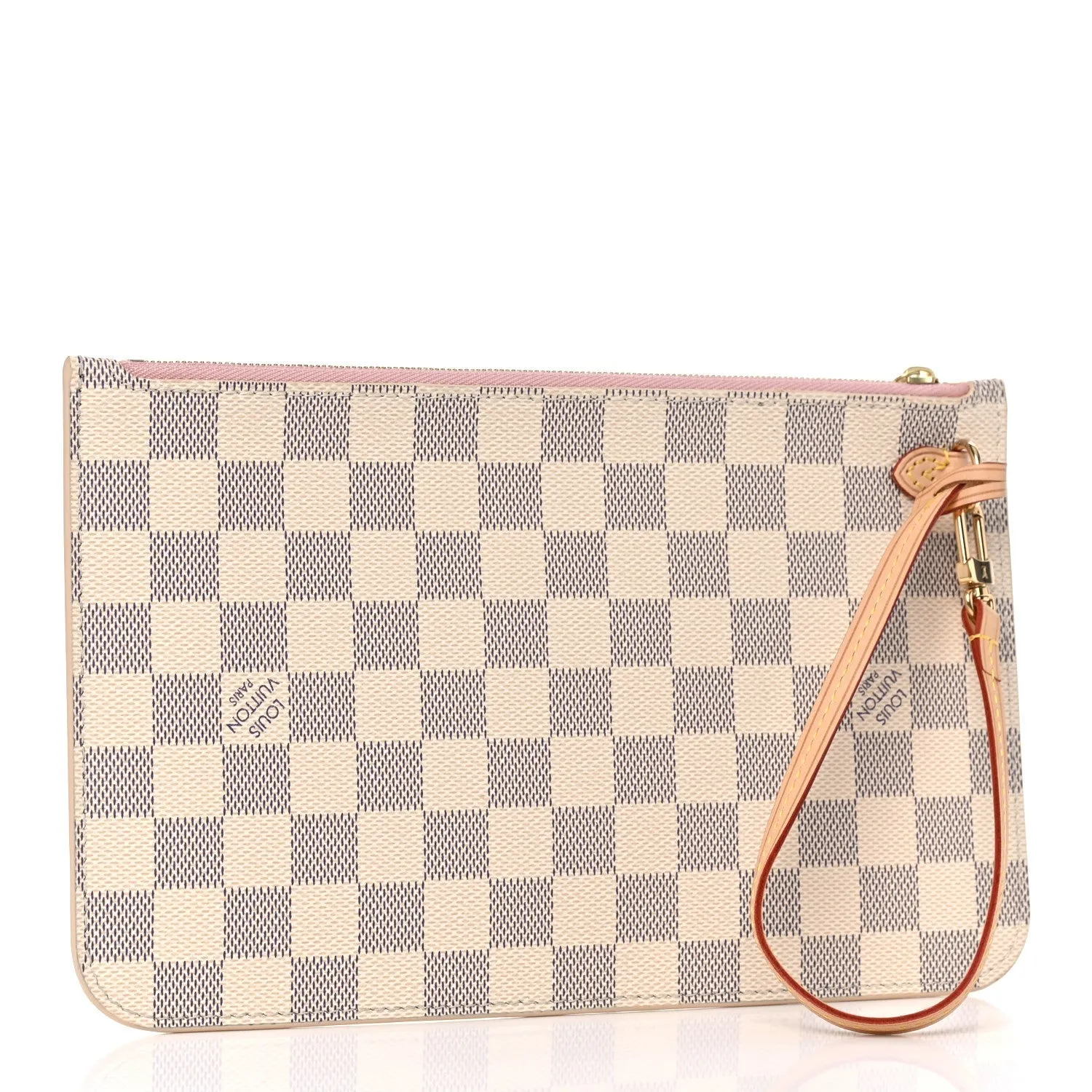 LOUIS VUITTON Damier Azur Neverfull MM GM Pochette Rose Ballerine