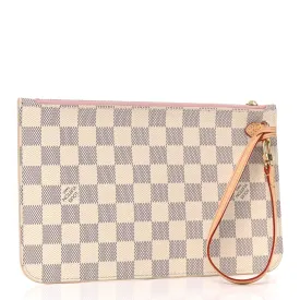LOUIS VUITTON Damier Azur Neverfull MM GM Pochette Rose Ballerine