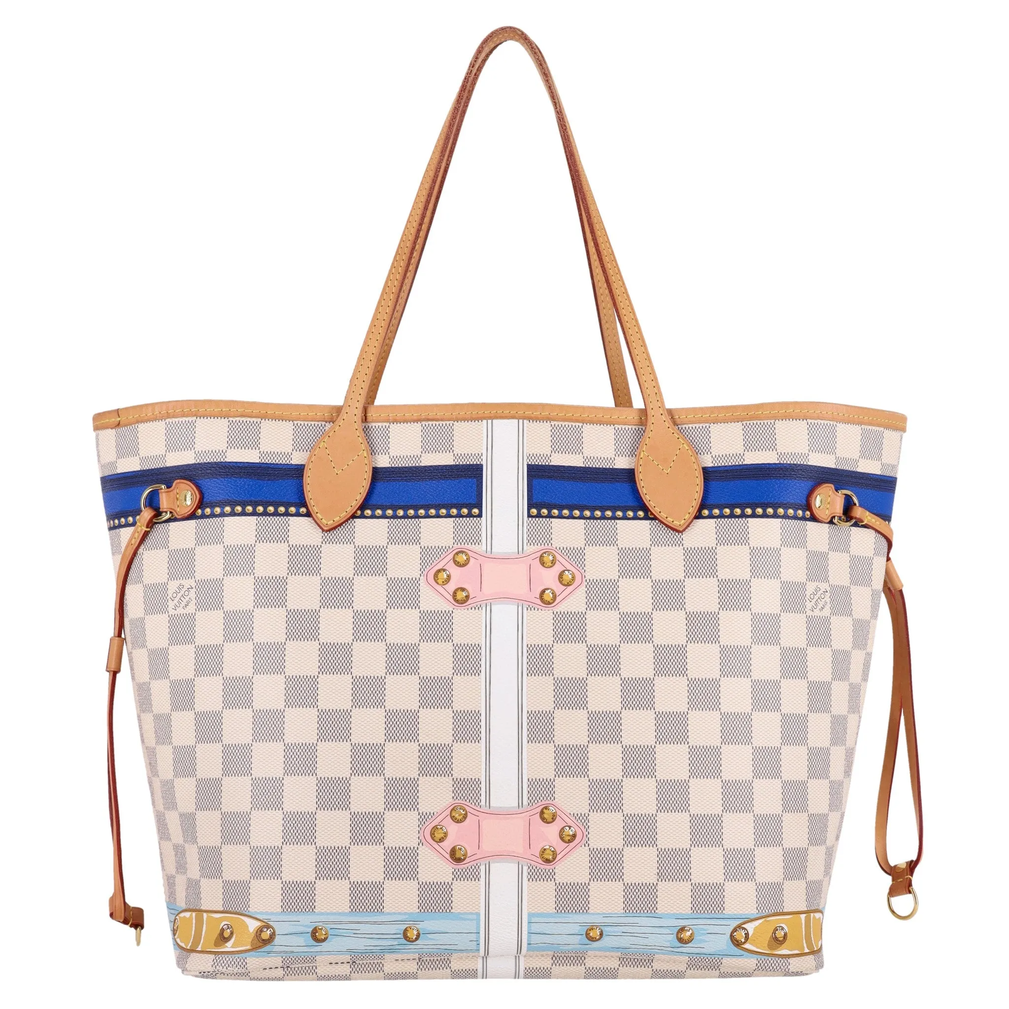 Louis Vuitton Limited Edition Damier Azur Summer Trunks Knokke Neverfull MM Bag & Pochete