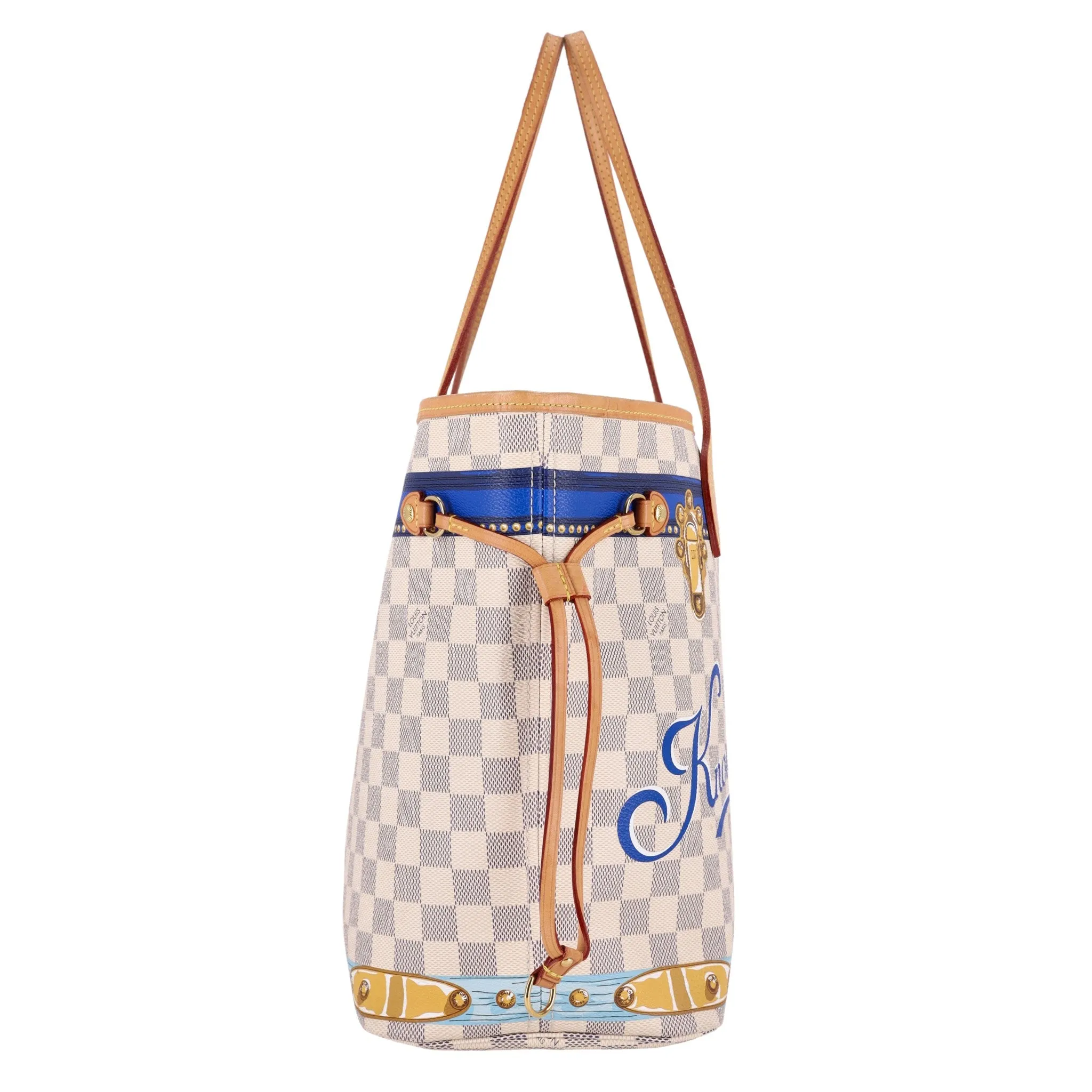 Louis Vuitton Limited Edition Damier Azur Summer Trunks Knokke Neverfull MM Bag & Pochete