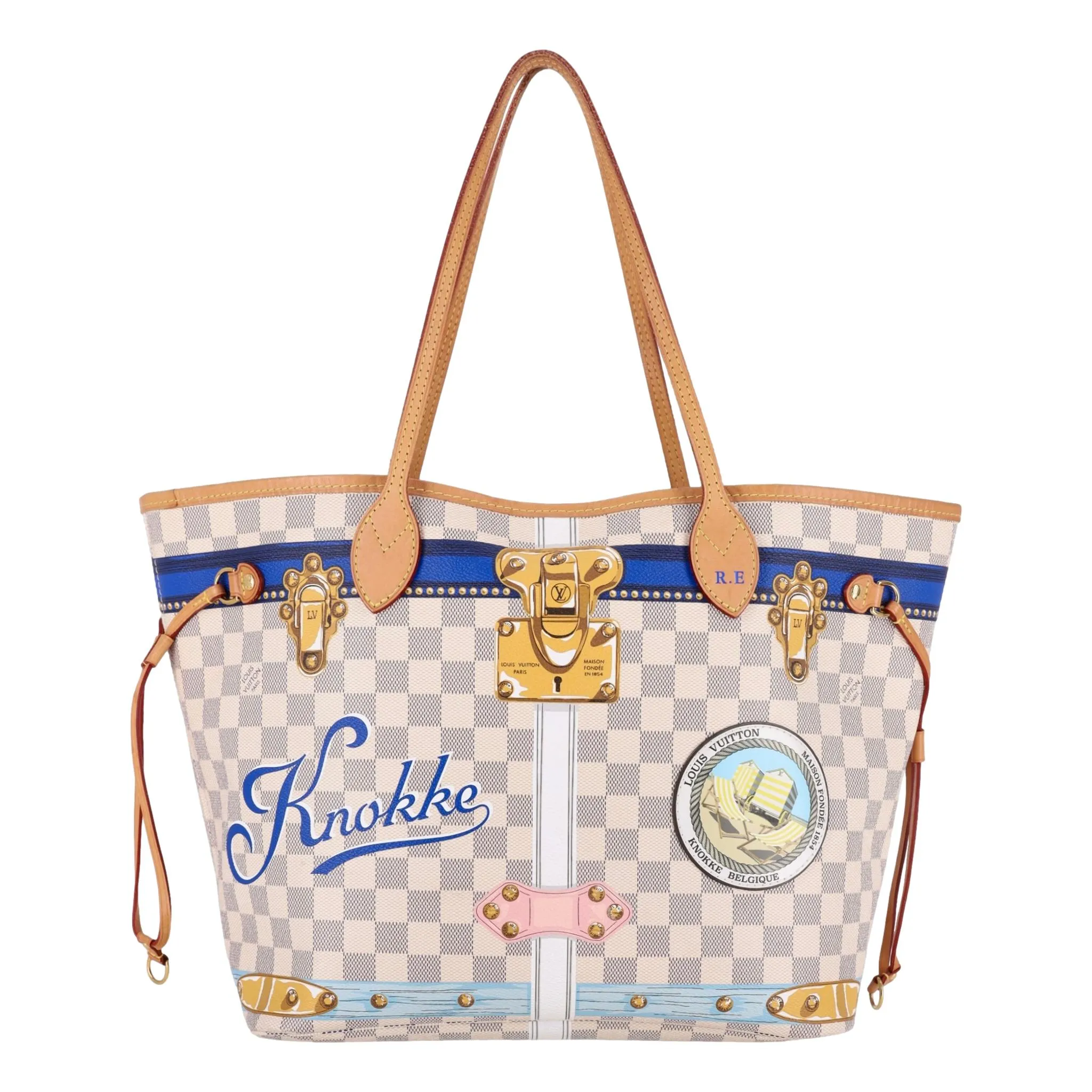 Louis Vuitton Limited Edition Damier Azur Summer Trunks Knokke Neverfull MM Bag & Pochete