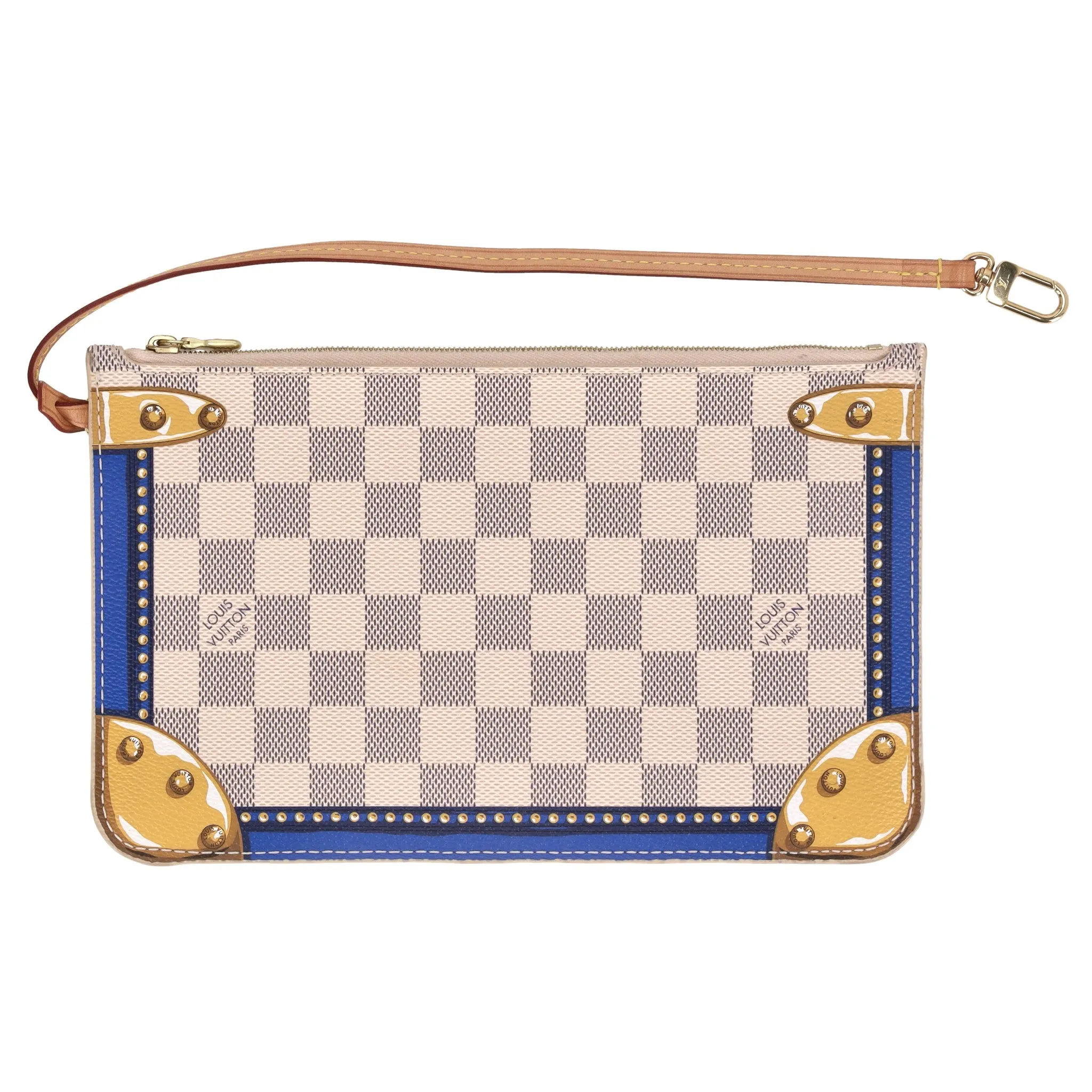 Louis Vuitton Limited Edition Damier Azur Summer Trunks Knokke Neverfull MM Bag & Pochete
