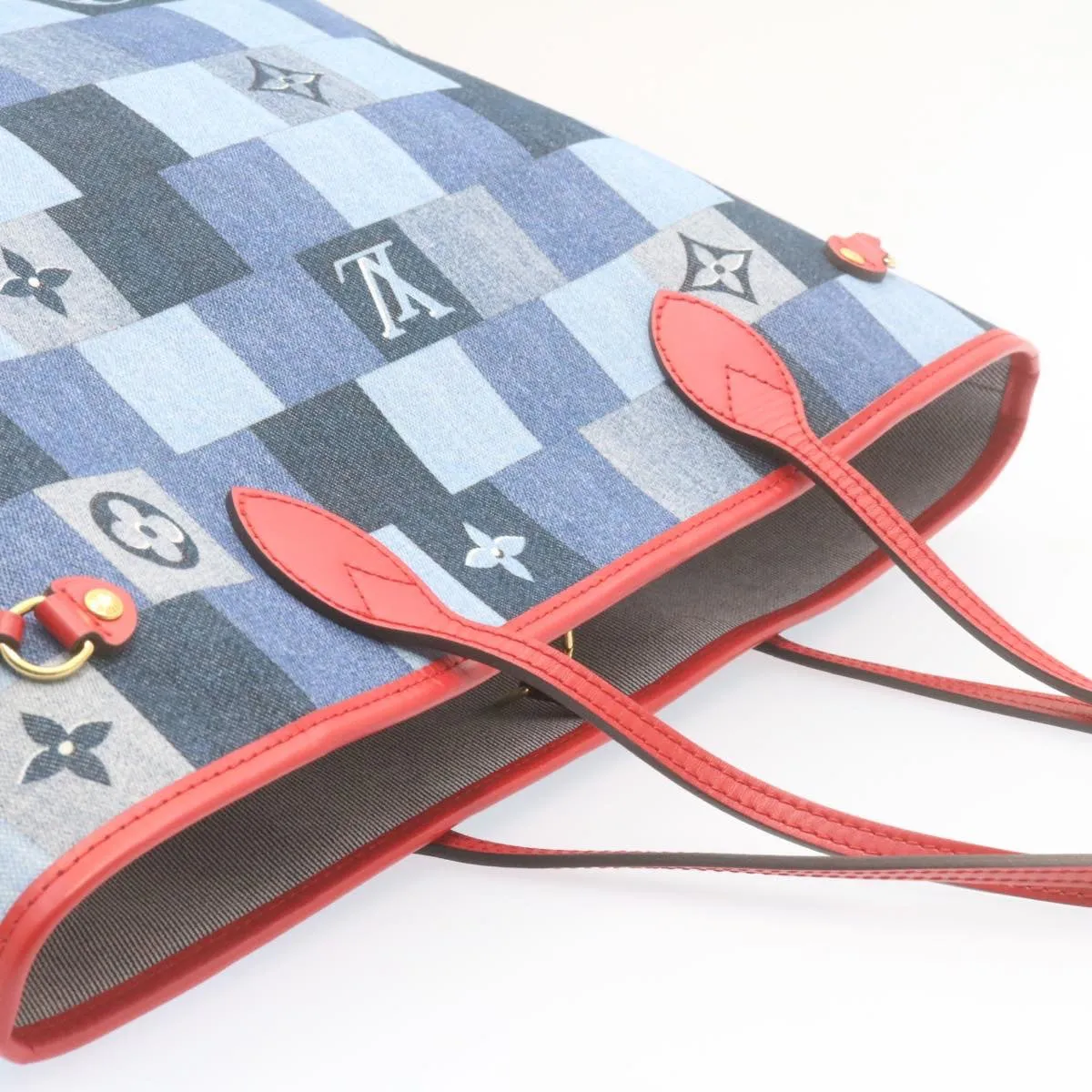 LOUIS VUITTON Monogram Denim Neverfull MM Tote Bag Blue N41605 LV  22325A