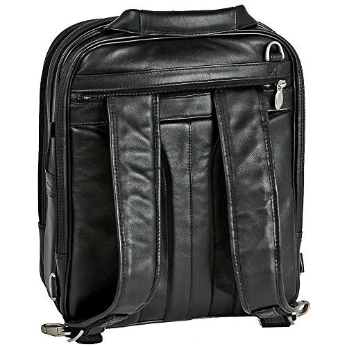 McKlein, I Series, LINCOLN PARK, Full Grain Cashmere Napa Leather, 15" Leather Three-Way Backpack Laptop Briefcase, Black (41655)
