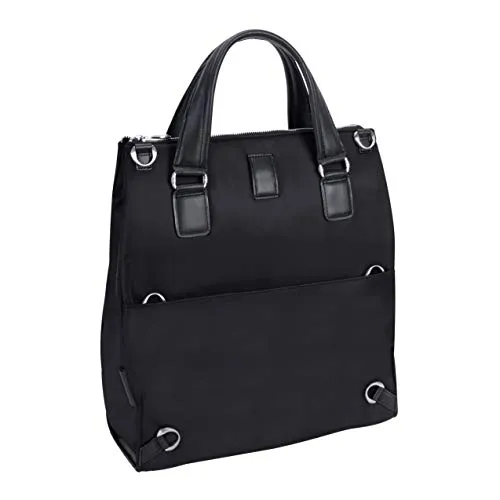 McKlein, N Series, Sofia, Nano Tech-Light Nylon with Leather Trim, 3-in-1 Nylon Ladies' Convertible Backpack Tote, Black (18545)