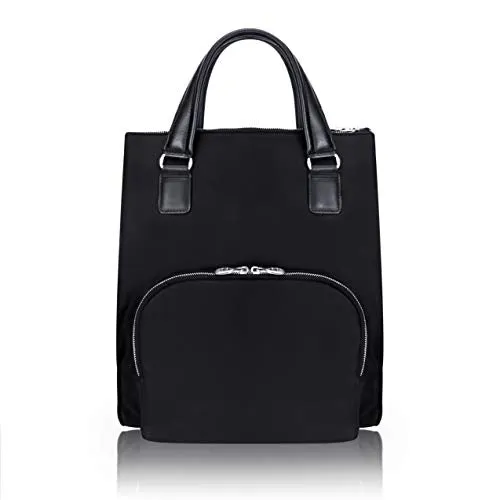McKlein, N Series, Sofia, Nano Tech-Light Nylon with Leather Trim, 3-in-1 Nylon Ladies' Convertible Backpack Tote, Black (18545)