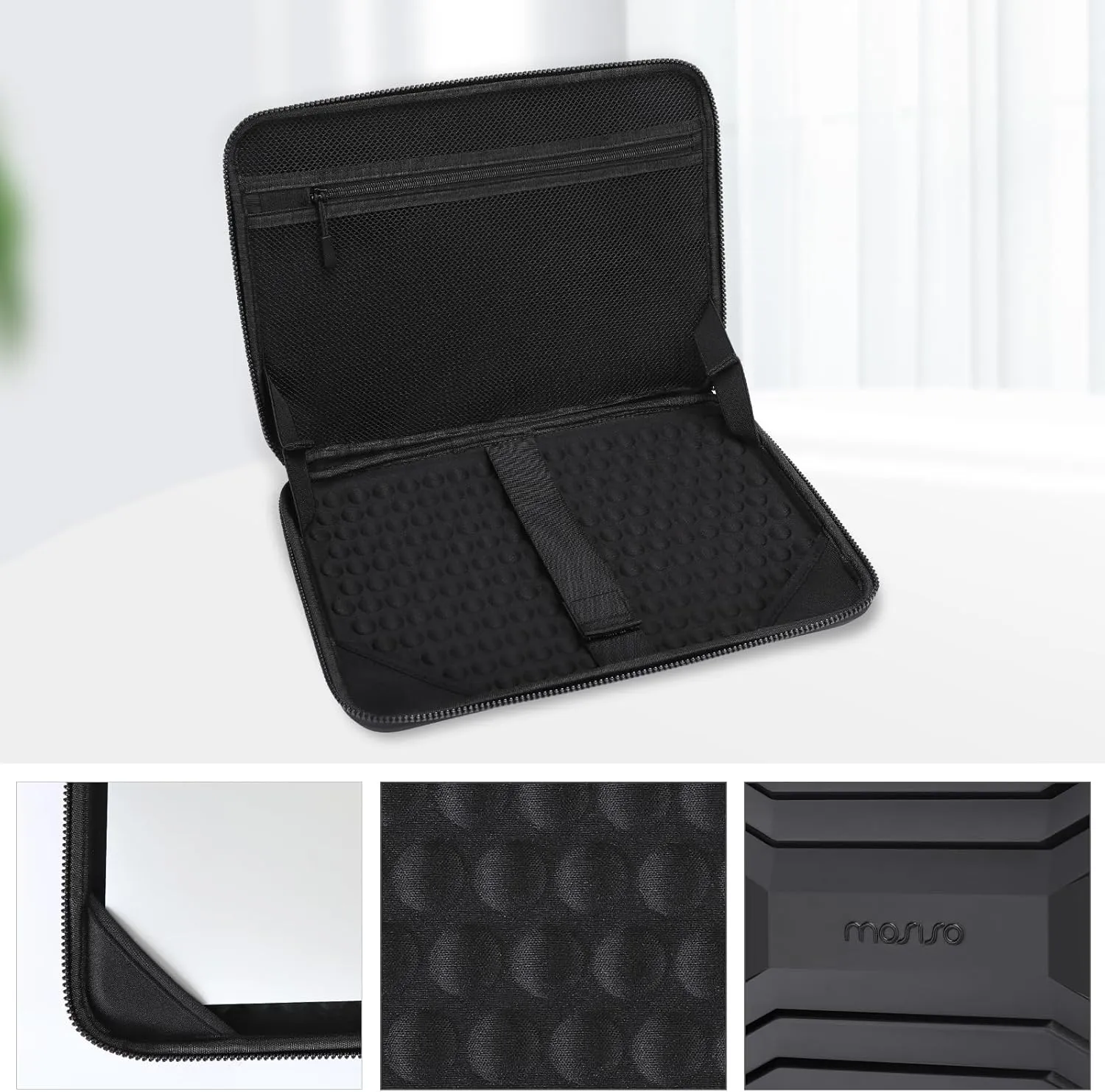 MOSISO 15-16 inch Laptop Hard Case, 15.6 inch Waterproof Shockproof Computer Bag Compatible with MacBook HP Dell, Symmetrical Trapezoid EVA Carrying Laptop Sleeve Hard Shell with Handle, Black