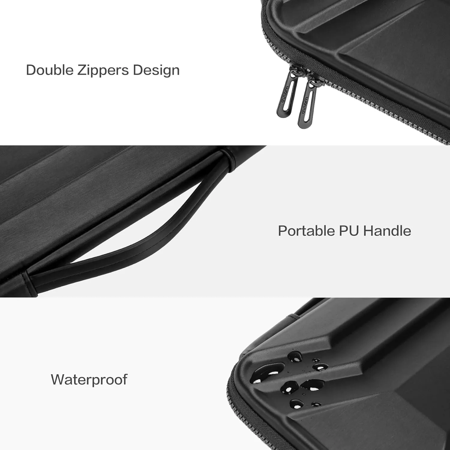 MOSISO 15-16 inch Laptop Hard Case, 15.6 inch Waterproof Shockproof Computer Bag Compatible with MacBook HP Dell, Symmetrical Trapezoid EVA Carrying Laptop Sleeve Hard Shell with Handle, Black