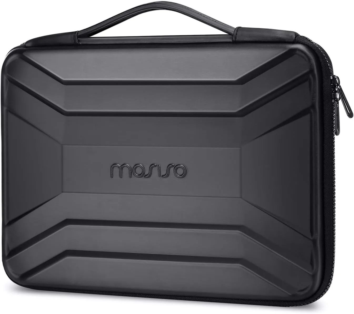 MOSISO 15-16 inch Laptop Hard Case, 15.6 inch Waterproof Shockproof Computer Bag Compatible with MacBook HP Dell, Symmetrical Trapezoid EVA Carrying Laptop Sleeve Hard Shell with Handle, Black