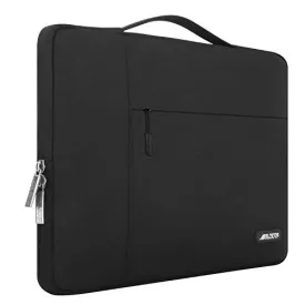 MOSISO Laptop Sleeve Briefcase Handbag Compatible 15-15.6 Inch MacBook Pro, Notebook Computer, Polyester Multifunctional Carrying Case Protective Bag Cover, Black