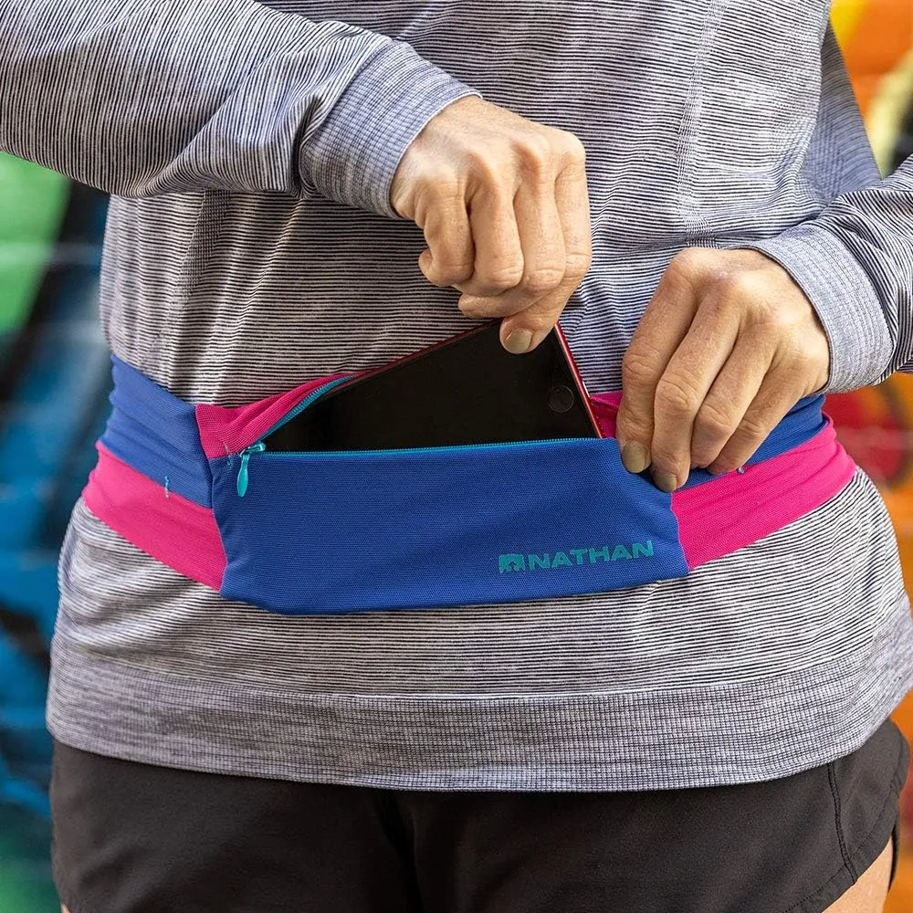 Nathan Running Belt  The Zipster Lite  Waist Pack with 2 Zippers. Bounce Free Pouch/Lightweight/Runners Fanny Pack. Fits All iPhones, Android, Samsung. for Men and Women.