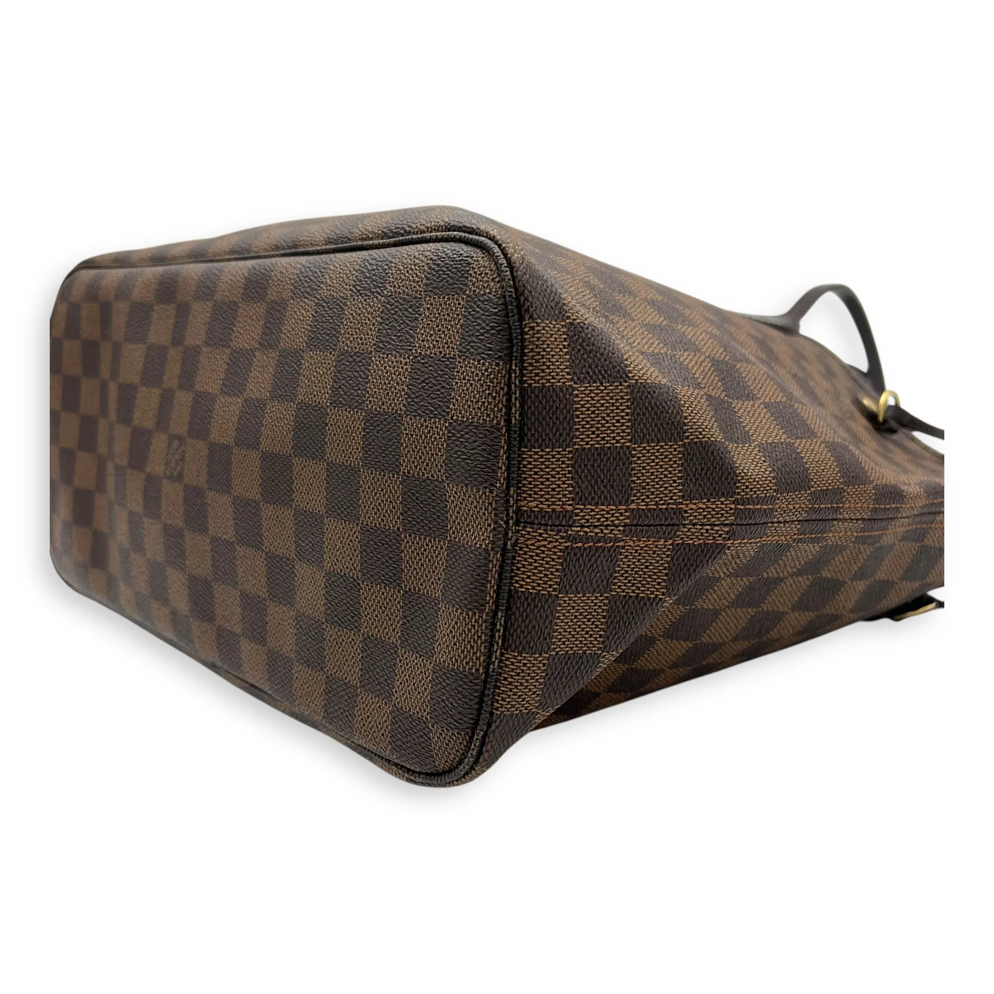 Neverfull MM Brown Top Handle Bag in Canvas, Gold hardware