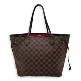 Neverfull MM Brown Top Handle Bag in Canvas, Gold hardware