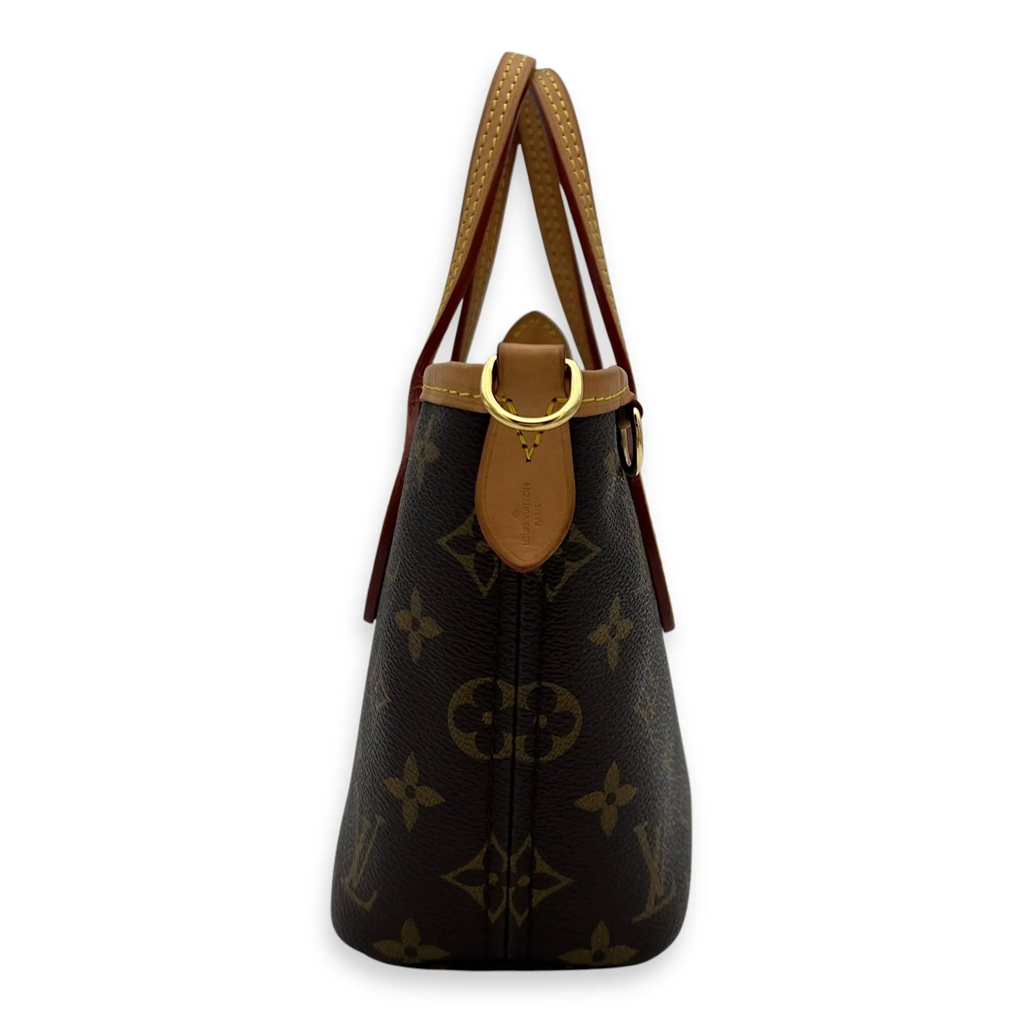 Neverfull Top Handle Bag BB Brown in Monogram Coated Canvas, Gold hardware