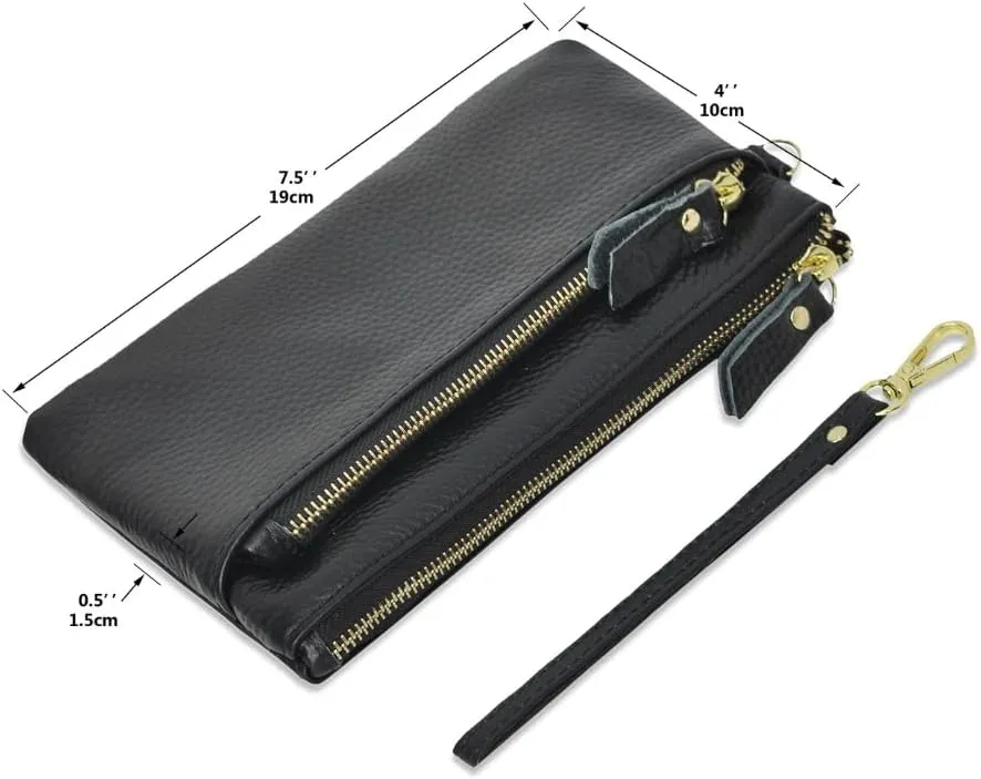 NGIL Genuine Leather Wristlet RFID Blocking Wallet, Zippered Wristlet Wallets for Women