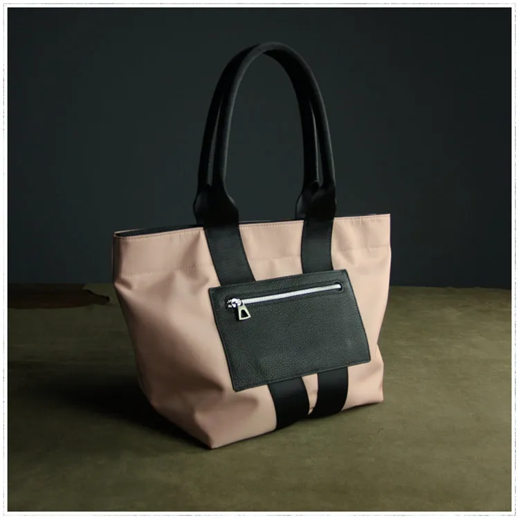Pink Womens Nylon Shopper Tote Womens Nylon Shoulder Tote Pink Nylon Handbag Purse for Ladies