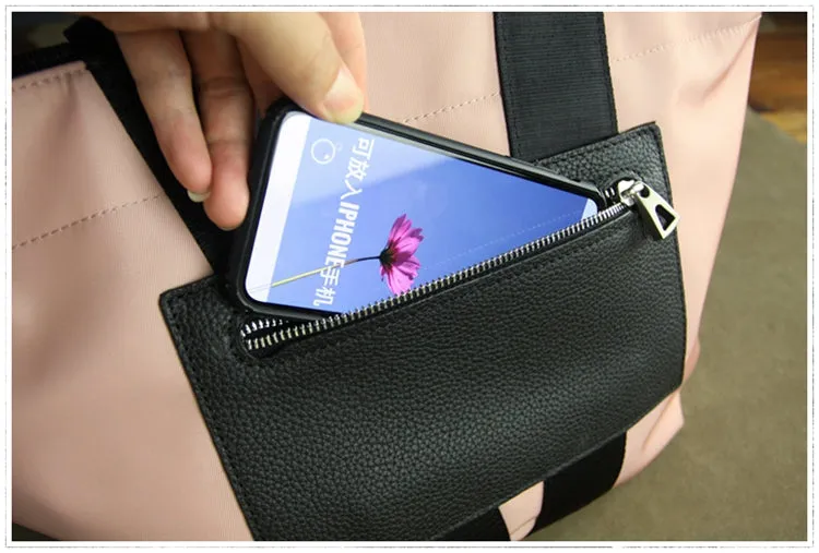 Pink Womens Nylon Shopper Tote Womens Nylon Shoulder Tote Pink Nylon Handbag Purse for Ladies
