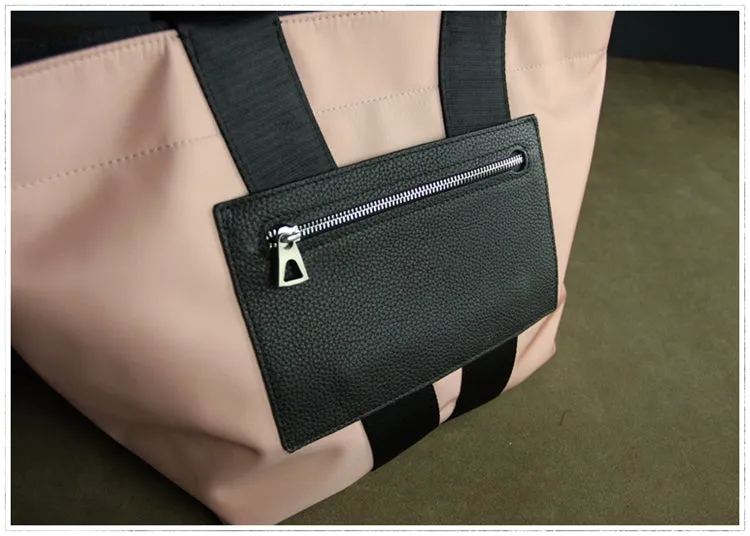 Pink Womens Nylon Shopper Tote Womens Nylon Shoulder Tote Pink Nylon Handbag Purse for Ladies