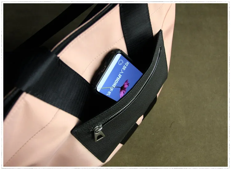 Pink Womens Nylon Shopper Tote Womens Nylon Shoulder Tote Pink Nylon Handbag Purse for Ladies