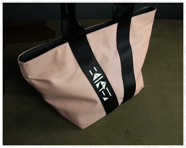 Pink Womens Nylon Shopper Tote Womens Nylon Shoulder Tote Pink Nylon Handbag Purse for Ladies