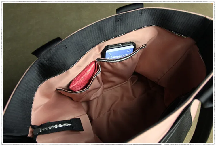 Pink Womens Nylon Shopper Tote Womens Nylon Shoulder Tote Pink Nylon Handbag Purse for Ladies