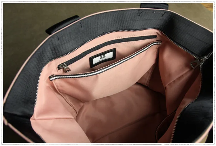 Pink Womens Nylon Shopper Tote Womens Nylon Shoulder Tote Pink Nylon Handbag Purse for Ladies